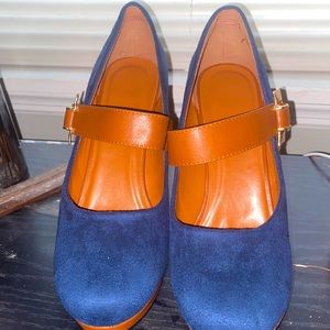 Navy blue suede Mary Jane chunky heel (4inch)